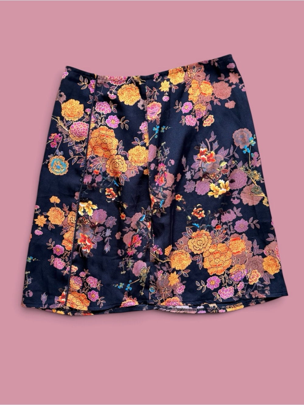 PrettyLittleThing Black Oriental Floral Mini Skirt 🖤✨ Size 2